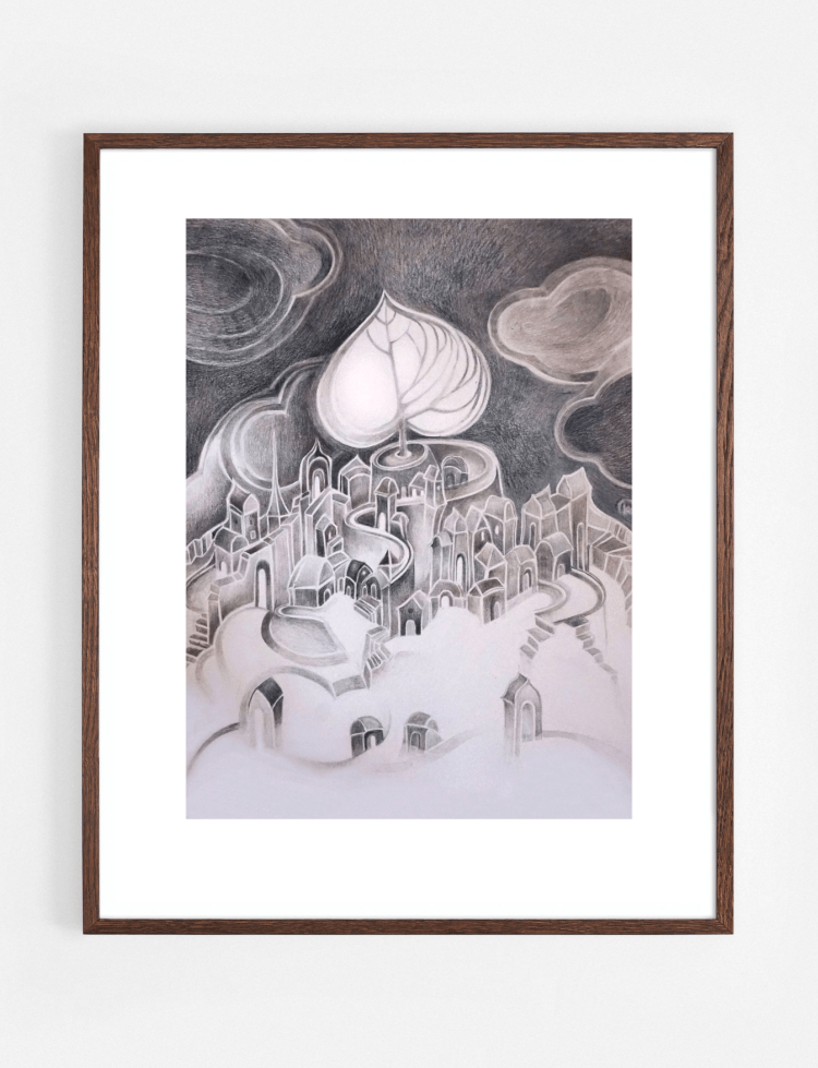 Fine Art for Kids Rooms. Fairy Tale Art by K.Dietrych. Best Crayon Drawings. City above the clouds art. The Art Illustration. Once upon a time