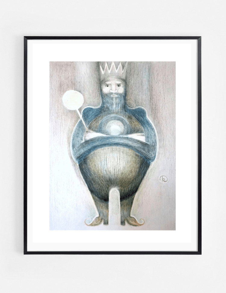 Fine Art for Kids Rooms. Fairy Tale Art by K.Dietrych. Best Crayon Drawings. Żabi Król. The Frog Prince illustration.